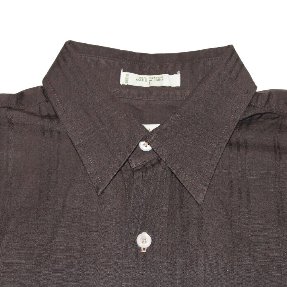 Orvis Large Brown Windowpane Short Sleeve Button Front Casual Lounge Shirt - Picture 10 of 11